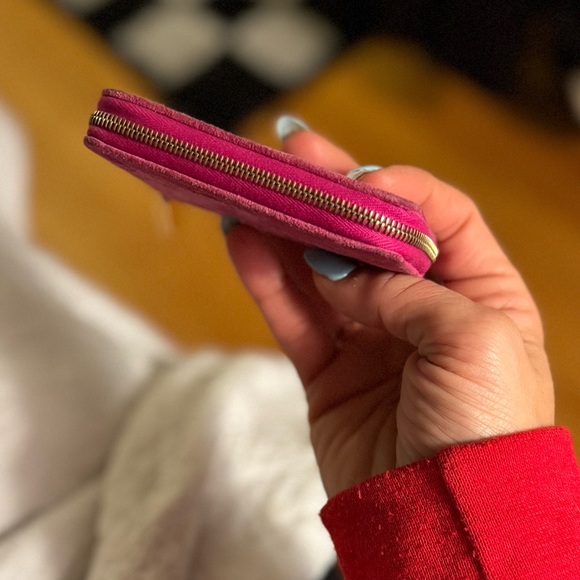 Celine Pink Suede Compact Zip Wallet - Picture 4 of 8